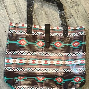 Tribal Pattern Tote Bag - Brown and Black